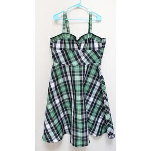 Laura Brynes Green Ruffle Plaid Pinup Dress Size 2X